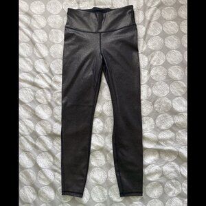 GapFit Recycled High Rise Power Shine Leggings Pants Black Metallic Sz S